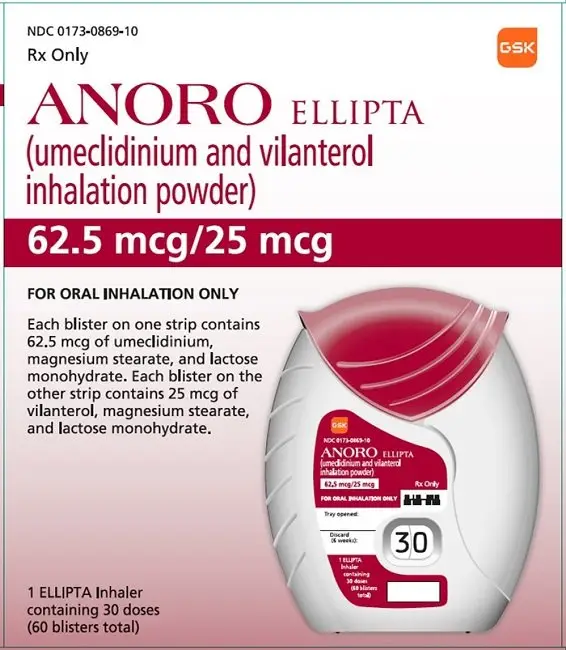 Anoro Ellipta 30 dose carton