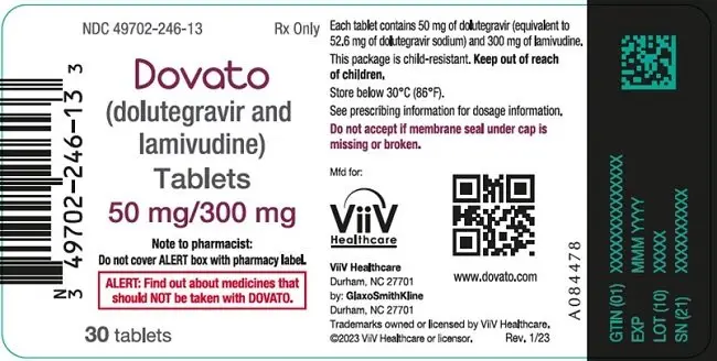 Dovato 30 count label