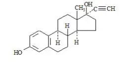 The following structural formula for The chemical name of ethinyl estradiol is [19-Norpregna-1,3,5(10)-trien-20-yne-3,17-diol, (17a)-]. The empirical formula of ethinyl estradiol is C20H24O2.