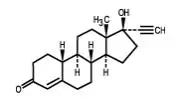 Chemical structure for norethindrone.