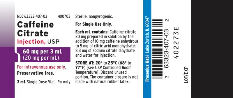 PACKAGE LABEL - PRINCIPAL DISPLAY - Caffeine Citrate 3 mL Single Dose Vial Label
