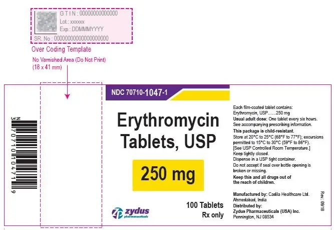 Erythromycine Tablets, 250 mg