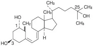 The structural formula of Calcitriol.