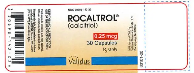 NDC 30698-143-23
ROCALTROL®
(calcitriol)
0.25 mcg
30 Capsules
Rx Only

