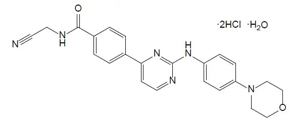 Momelotinib dihydrochloride monohydrate chemical structure