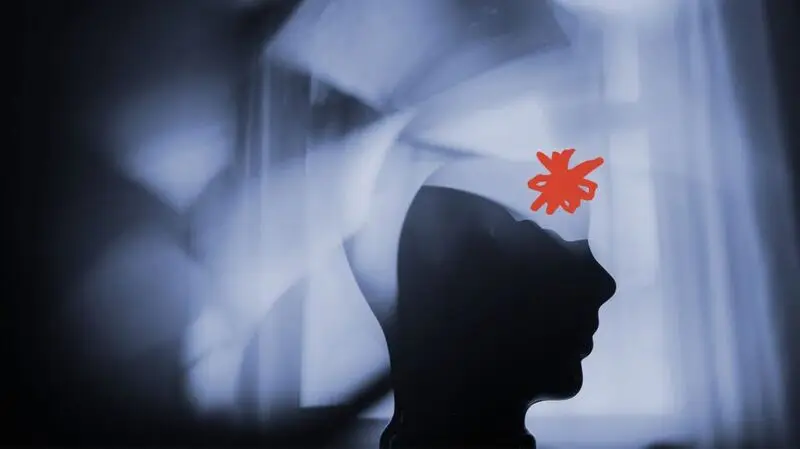 A person's head in silhouette