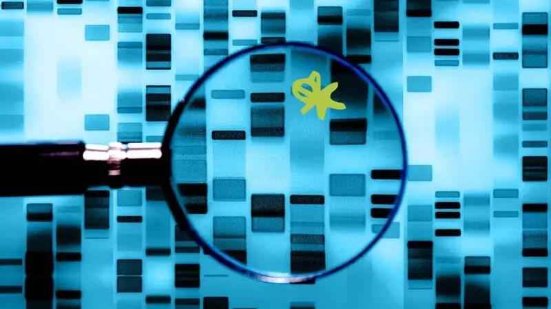 magnifying glass over DNA sequence