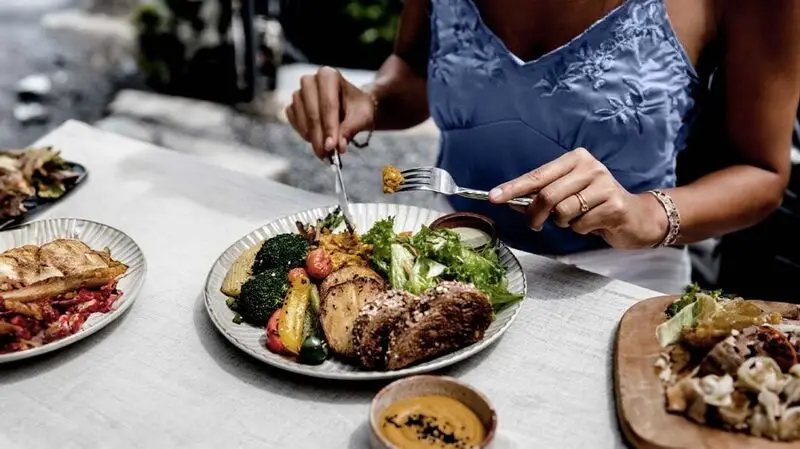 table spread with plant-based dishes