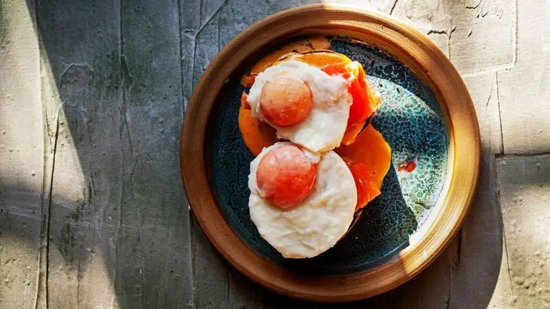 Eggs and salmon on a plate