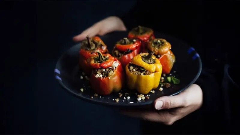 plate of stuffed peppers