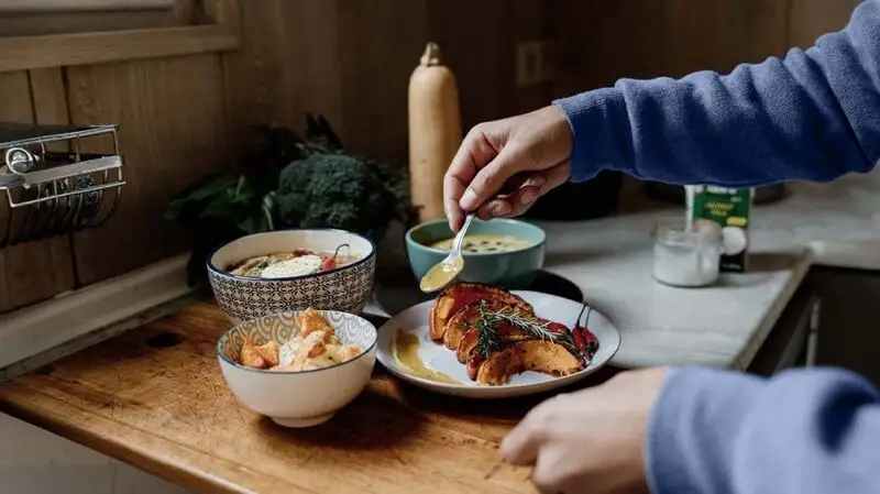 colorful healthy meal set on table