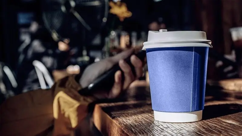 blue takeaway coffee cup