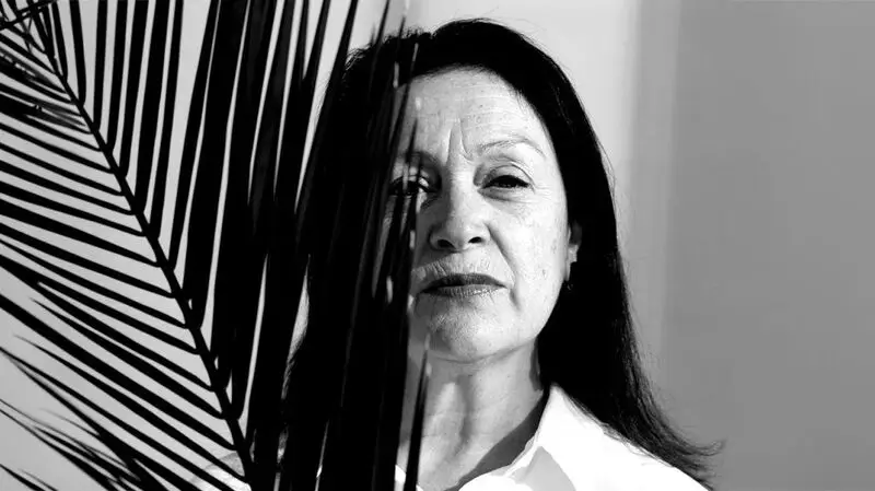 black and white portrait of older white woman