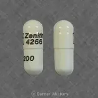 Acyclovir (systemic) (monograph) (Zovirax)-Zenith 4266 200-200 mg-White-Capsule-shape