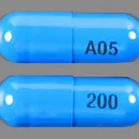 Acyclovir (Acyclovir (oral) [ a-sye-klo-veer ])-A05 200-200 mg-Blue-Capsule-shape