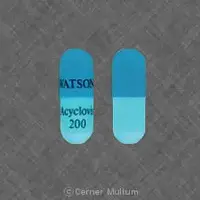 Acyclovir (Acyclovir (oral) [ a-sye-klo-veer ])-WATSON Acyclovir 200-200 mg-Blue-Capsule-shape