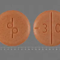 Adderall (Amphetamine and dextroamphetamine)-dp 3 0-30 mg-Peach-Round