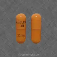 Adderall xr (Amphetamine and dextroamphetamine [ am-fet-a-meen-and-dex-troe-am-fet-a-meen ])-ADDERALL XR 20 mg-20 mg-Orange-Capsule-shape