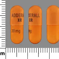 Adderall xr (Amphetamine and dextroamphetamine [ am-fet-a-meen-and-dex-troe-am-fet-a-meen ])-SHIRE 381 20mg-20 mg-Orange-Capsule-shape