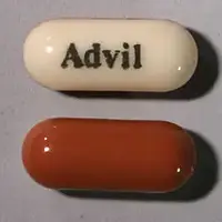 Advil (Ibuprofen [ eye-bue-proe-fen ])-Advil-200 mg-Brown & Yellow-Capsule-shape