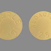 Aldactone (Spironolactone [ spir-on-oh-lak-tone ])-ALDACTONE 25 SEARLE 1001-25 mg-Yellow-Round