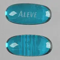 Aleve liquid gels (Naproxen [ na-prox-en ])-ALEVE-naproxen sodium 220 mg-Blue-Capsule-shape
