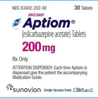 Aptiom (Eslicarbazepine [ es-li-kar-baz-e-peen ])-ESL 200-200 mg-White-Capsule-shape