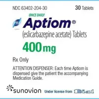 Aptiom (Eslicarbazepine [ es-li-kar-baz-e-peen ])-ESL 400-400 mg-White-Round