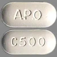 Cefuroxime (oral/injection) (Cefuroxime (oral/injection) [ sef-ue-rox-eem ])-APO C500-500 mg-White-Oval