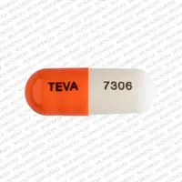 Celecoxib (Celecoxib [ sel-e-kox-ib ])-TEVA 7306-50 mg-Orange & White-Capsule-shape