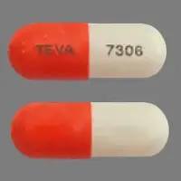 Celecoxib (Celecoxib [ sel-e-kox-ib ])-TEVA 7306-50 mg-Orange & White-Capsule-shape