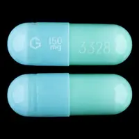 Clindamycin (Clindamycin (oral/injection) [ klin-da-mye-sin ])-G 150 mg 3328-150 mg-Green & Turquoise-Capsule-shape