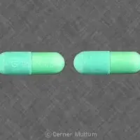 Clindamycin (Clindamycin (oral/injection) [ klin-da-mye-sin ])-G 150 mg 3328-150 mg-Green & Turquoise-Capsule-shape