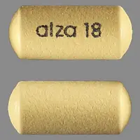 Concerta (Methylphenidate (oral) [ meth-il-fen-i-date ])-alza 18-18 mg-Yellow-Oval