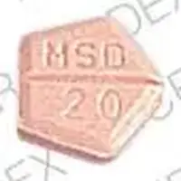 Decadron (Dexamethasone (oral) [ dex-a-meth-a-sone ])-DECADRON MSD 20-0.25 mg-Orange-Five-sided