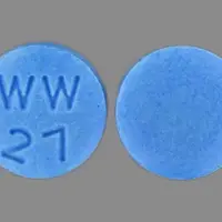 Dicyclomine (Dicyclomine (oral/injection) [ dye-sye-kloe-meen ])-WW 27-20 mg-Blue-Round