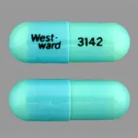 Doxycycline (Doxycycline [ dox-i-sye-kleen ])-West-ward 3142-100 mg-Blue-Capsule-shape