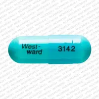 Doxycycline (Doxycycline [ dox-i-sye-kleen ])-West-ward 3142-100 mg-Blue-Capsule-shape