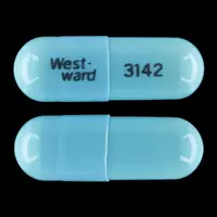 Doxycycline (Doxycycline [ dox-i-sye-kleen ])-West-ward 3142-100 mg-Blue-Capsule-shape