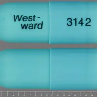 Doxycycline (Doxycycline [ dox-i-sye-kleen ])-West-ward 3142-100 mg-Blue-Capsule-shape