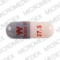 Effexor (Venlafaxine [ ven-la-fax-een ])-W Effexor XR 37.5-37.5 mg-Gray & Peach-Capsule-shape