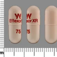 Effexor (Venlafaxine [ ven-la-fax-een ])-W Effexor XR 75-75 mg-Peach-Capsule-shape