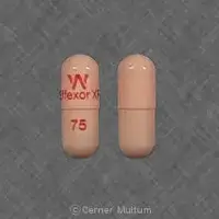 Effexor (Venlafaxine [ ven-la-fax-een ])-W Effexor XR 75-75 mg-Peach-Capsule-shape