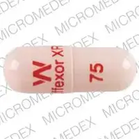 Effexor (Venlafaxine [ ven-la-fax-een ])-W Effexor XR 75-75 mg-Peach-Capsule-shape