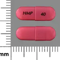 Esomeprazole (Esomeprazole (oral) [ ee-so-mep-ra-zol ])-HMP 40-49.3 mg (esomeprazole 40 mg)-Pink-Capsule-shape