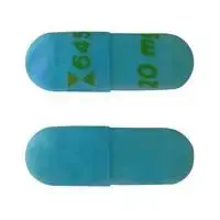 Esomeprazole (Esomeprazole (oral) [ ee-so-mep-ra-zol ])-Logo 6450 20 mg-20 mg-Blue-Capsule-shape