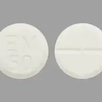 Euthyrox (Levothyroxine [ lee-voe-thye-rox-een ])-EM 50-50 mcg-White-Round