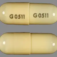 Fenofibrate (Fenofibrate [ fen-oh-fye-brate ])-G 0511 G 0511-67 mg-Yellow-Capsule-shape