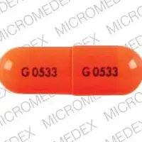 Fenofibrate (Fenofibrate [ fen-oh-fye-brate ])-G 0533 G 0533-200 mg-Orange-Capsule-shape