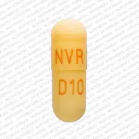 Focalin xr (Dexmethylphenidate [ dex-meth-il-fen-i-date ])-NVR D10-10 mg-Brown-Capsule-shape